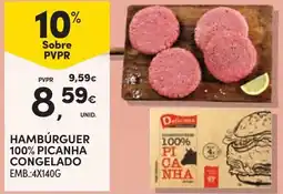 Continente Hambúrguer 100% picanha congelado promoção
