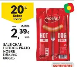 Continente Salsichas hotdog prato nobre promoção