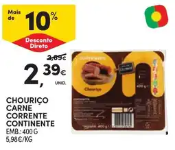 Continente Chouriço carne corrente continente promoção