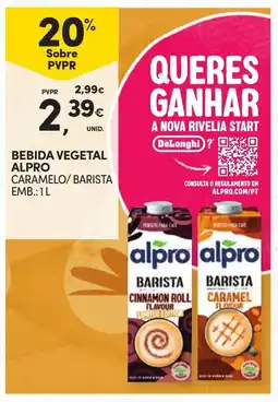 Continente bebida vegetal alpro caramelo/ barista promoção