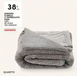 Continente Edredão flanela c/ borreguito kasa cinza promoção