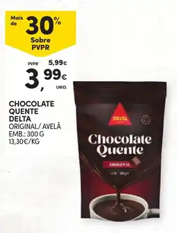 Continente Chocolate quente delta original/avelã promoção