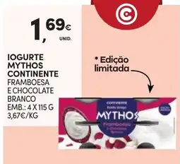 Continente Iogurte mythos continente framboesa e chocolate branco promoção