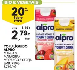 Continente Yofu líquido alpro manga & maracujá/morango & cereja promoção