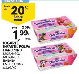 Continente Iogurte infantil polpa danonino morango/ morango e banana promoção