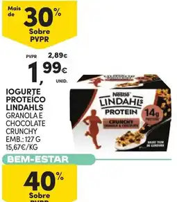 Continente Iogurte proteico lindahls granola e chocolate crunchy promoção