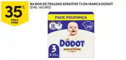 Continente Na box de fraldas sensitive t3 da marca dodot promoção