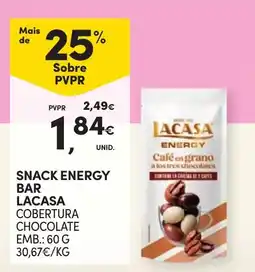 Continente snack energy bar lacasa cobertura chocolate promoção
