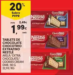 Continente tablete de chocolate chocotrio nestle promoção