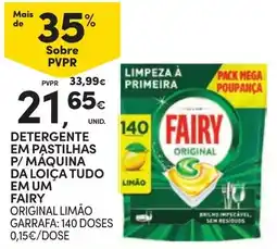 Continente Detergente em pastilhas p/ máquina da loiça tudo em um fairy original limão promoção