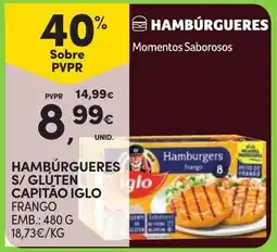Continente Hambúrgueres s/glúten capitão iglo promoção