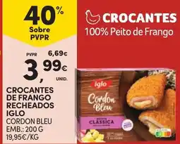 Continente Crocantes de frango recheados iglo cordon bleu promoção