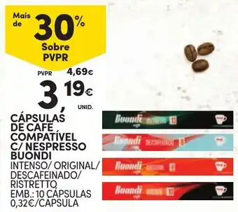 Continente Cápsulas de café compatível c/ nespresso buondi promoção