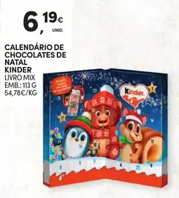 Continente Calendário de chocolates de natal kinder promoção