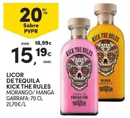 Continente Licor de tequila kick the rules morango/ manga promoção