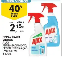 Continente Spray limpa vidros ajax promoção