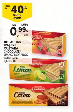 Continente Bolachas wafers cuétara chocolate/limão/morango promoção