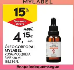 Continente óleo corporal mylabel rosa mosqueta promoção