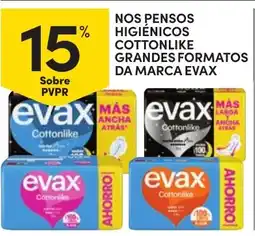 Continente Nos pensos higiênicos cottonlike grandes formatos da marca evax promoção
