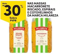 Continente Massas macarronete riscado, espirais e cotovelinhos da marca milaneza promoção
