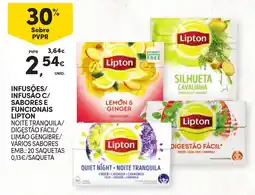 Continente Lipton infusões/infusão c/sabores e funcionais promoção