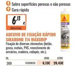 Obramat Adesivo de fixação rápido sikabond 114 maxgrip promoção