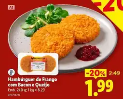Lidl Hambúrguer de Frango com Bacon e Queijo promoção