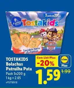 Lidl TOSTAKIDS Bolachas Patrulha Pata promoção