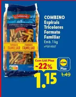 Lidl COMBINO Espirais Tricolores Formato Familiar promoção