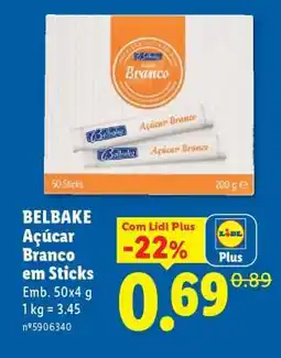 Lidl BELBAKE Açúcar Branco em Sticks promoção