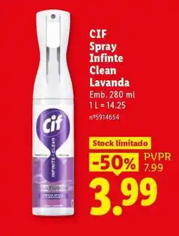 Lidl CIF Spray Infinte Clean Lavanda promoção