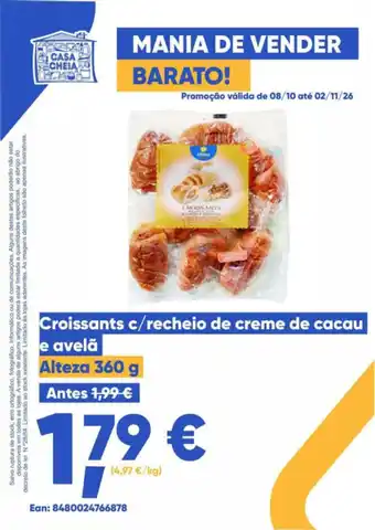 Croissants c/recheio de creme de cacau e avela