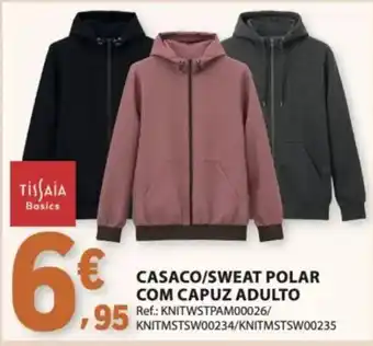 Tissaia basics casaco/sweat polar com capuz adulto