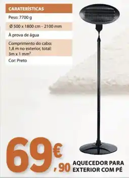 E.Leclerc aquecedor para exterior com pé promoção