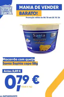 Casa Cheia Macarrão com queijo Santa Sophia copo promoção