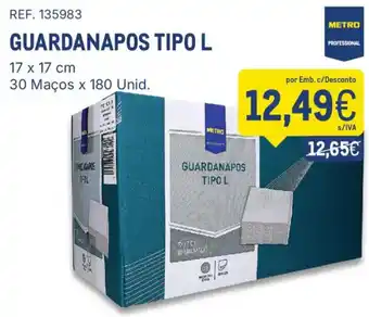 Guardanapos tipo l metro professional