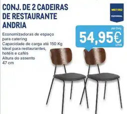 Makro Conj. de 2 cadeiras de restaurante andria promoção