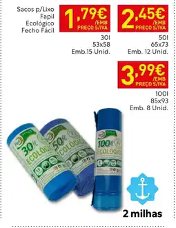 Recheio Sacos P/lixo fapil ecológico fecho fácil promoção