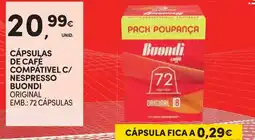 Continente Cápsulas de cafe compátivel c/ nespresso buondi promoção
