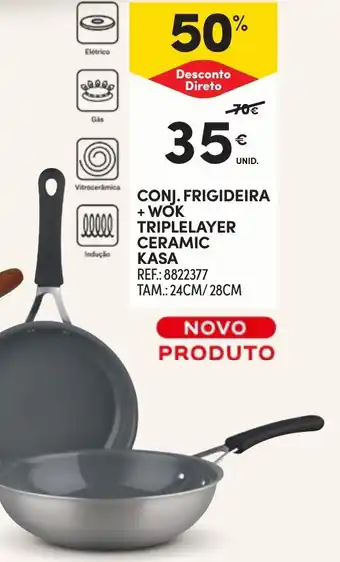 Conj. frigideira + wok triplelayer ceramic kasa