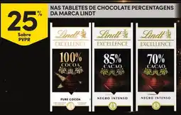 Continente Nas tabletes de chocolate percentagens da marca lindt promoção