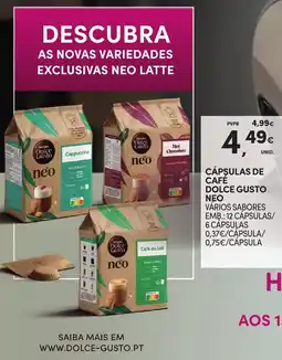 Continente Cápsulas de cafe dolce gusto neo promoção