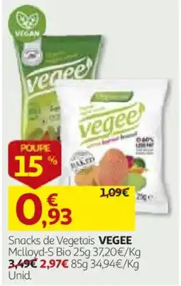 Auchan Snacks de Vegetais VEGEE promoção