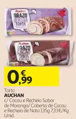 Auchan Torta auchan c/ Cacau e Recheio Sabor de Morango/ Coberta de Cacau e Recheio de Nata promoção