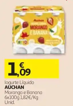 Auchan logurte líquido auchan morango e banana promoção