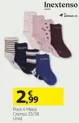 Auchan Inextenso pack 4 meias criança promoção