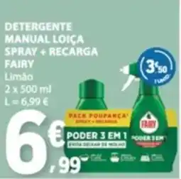 E.Leclerc Detergente manual loiça spray + recarga fairy limão promoção