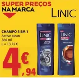 E.Leclerc Champô 3 em 1 active clean linic promoção