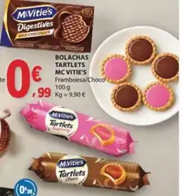 E.Leclerc Bolachas tartlets mc vitie's framboesa/choco promoção