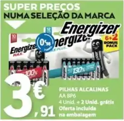 E.Leclerc Pilhas alcalinas energizer aa bp6 promoção